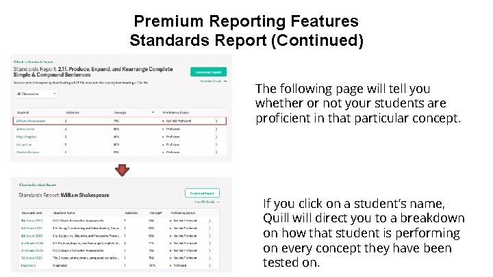 Premium Reporting Features Standards Report (Continued) The following page will tell you whether or