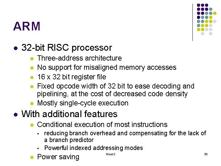 ARM l 32 -bit RISC processor l l l Three-address architecture No support for ARM l 32 -bit RISC processor l l l Three-address architecture No support for