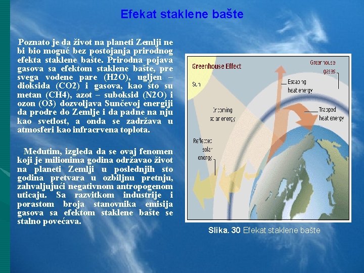 Efekat staklene bašte Poznato je da život na planeti Zemlji ne bi bio moguć