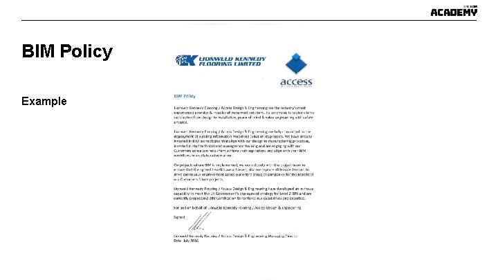 BIM Policy Example BIM Policy Example