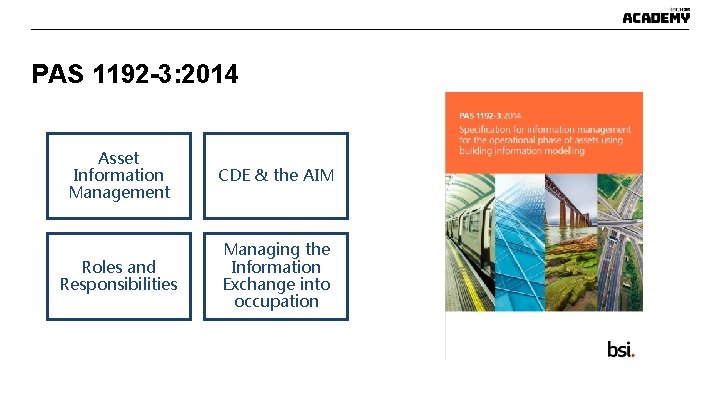 PAS 1192 -3: 2014 Asset Information Management CDE & the AIM Roles and Responsibilities PAS 1192 -3: 2014 Asset Information Management CDE & the AIM Roles and Responsibilities