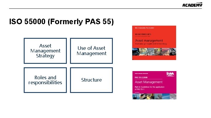 ISO 55000 (Formerly PAS 55) Asset Management Strategy Use of Asset Management Roles and ISO 55000 (Formerly PAS 55) Asset Management Strategy Use of Asset Management Roles and