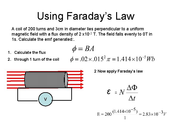 Using Faraday’s Law A coil of 200 turns and 3 cm in diameter lies