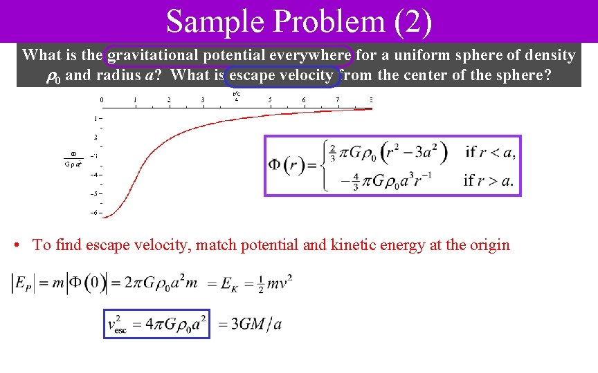 Sample Problem (2) What is the gravitational potential everywhere for a uniform sphere of