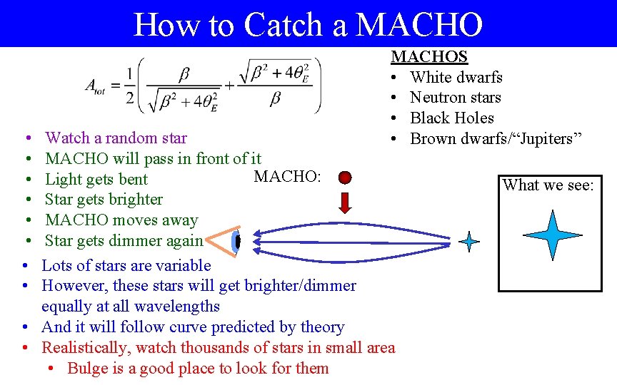 How to Catch a MACHO • • MACHOS • White dwarfs • Neutron stars