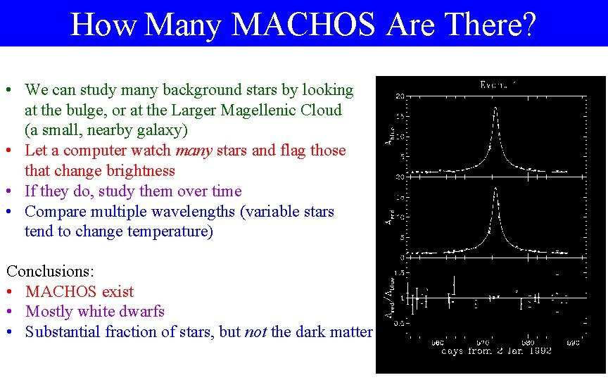 How Many MACHOS Are There? • We can study many background stars by looking