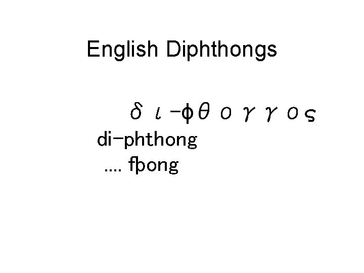 English Diphthongs δι-ϕθογγος di-phthong. . fþong 