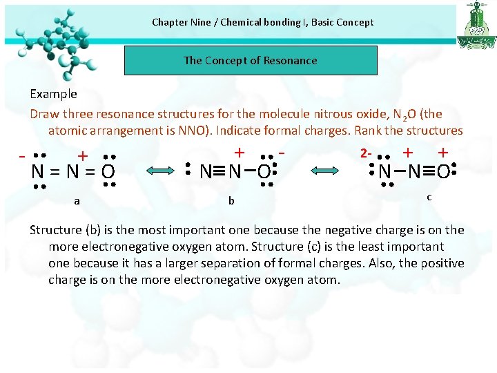 Chapter Nine / Chemical bonding I, Basic Concept The Concept of Resonance Example Draw