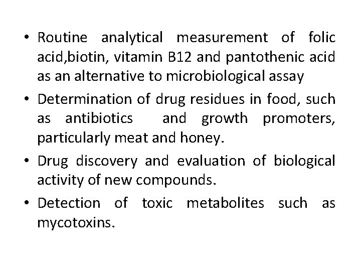  • Routine analytical measurement of folic acid, biotin, vitamin B 12 and pantothenic