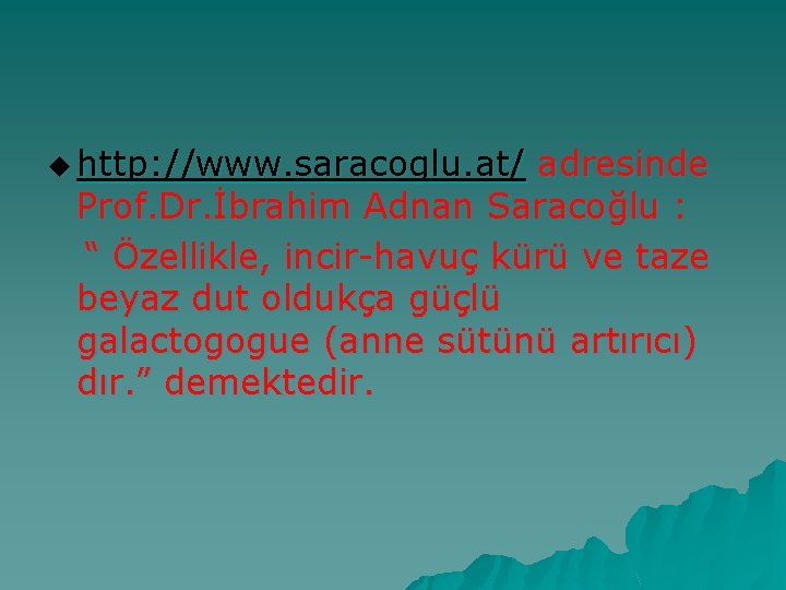 u http: //www. saracoglu. at/ adresinde Prof. Dr. İbrahim Adnan Saracoğlu : “ Özellikle,