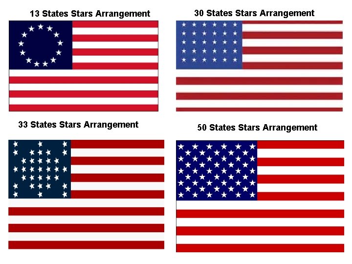 13 States Stars Arrangement 30 States Stars Arrangement 50 States Stars Arrangement 
