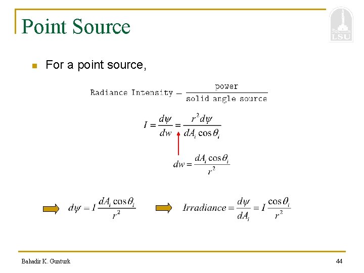 Point Source n For a point source, Bahadir K. Gunturk 44 