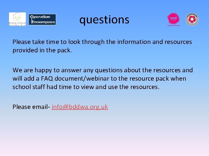questions Please take time to look through the information and resources provided in the questions Please take time to look through the information and resources provided in the