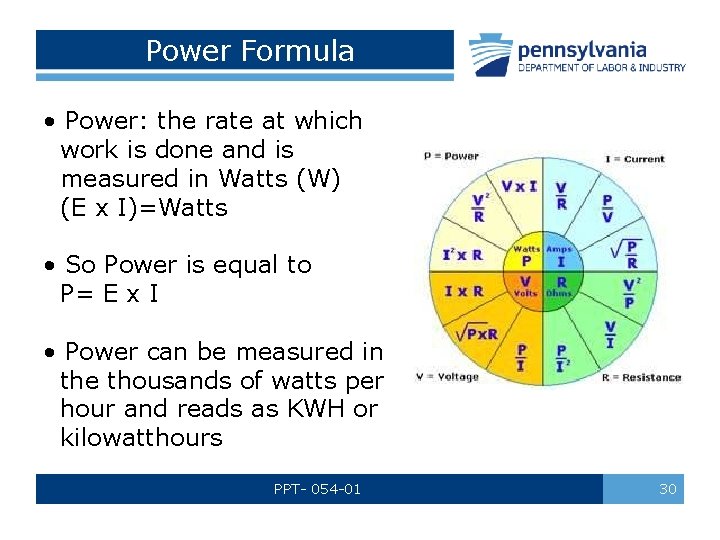 Power Formula • Power: the rate at which work is done and is measured