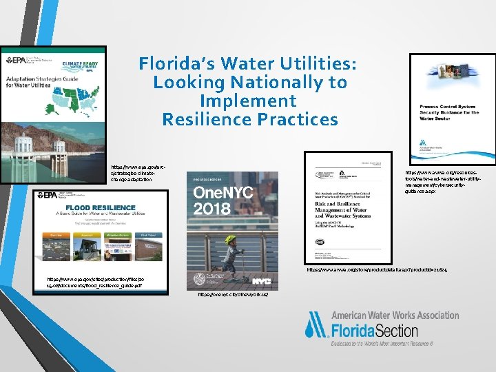Florida’s Water Utilities: Looking Nationally to Implement Resilience Practices https: //www. epa. gov/arcx/strategies-climatechange-adaptation https: