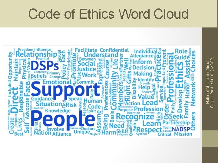 National Alliance for Direct Support Professionals (NADSP) Code of Ethics Word Cloud 