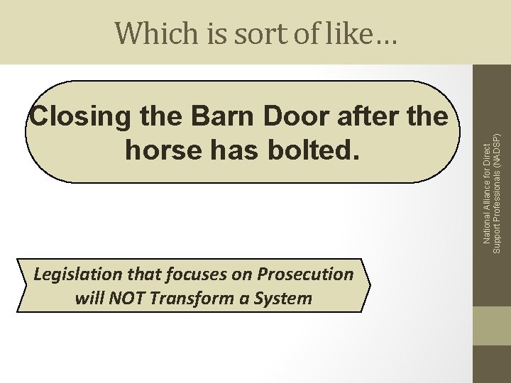 Closing the Barn Door after the horse has bolted. Legislation that focuses on Prosecution