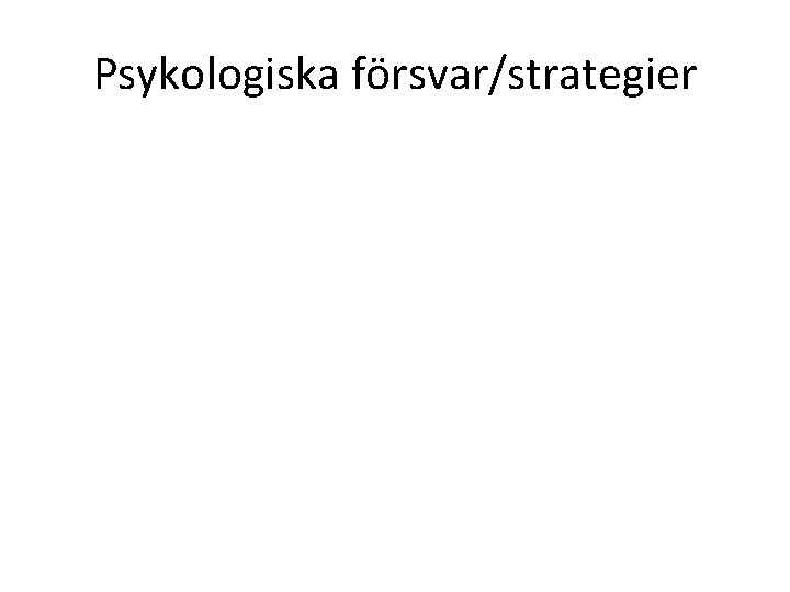 Psykologiska försvar/strategier 