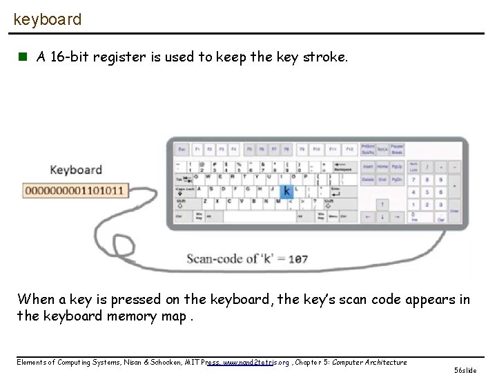 keyboard n A 16 -bit register is used to keep the key stroke. When