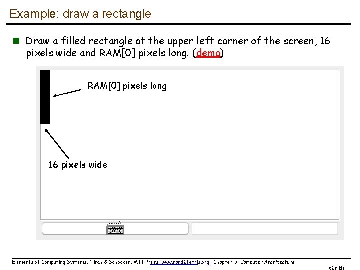 Example: draw a rectangle n Draw a filled rectangle at the upper left corner