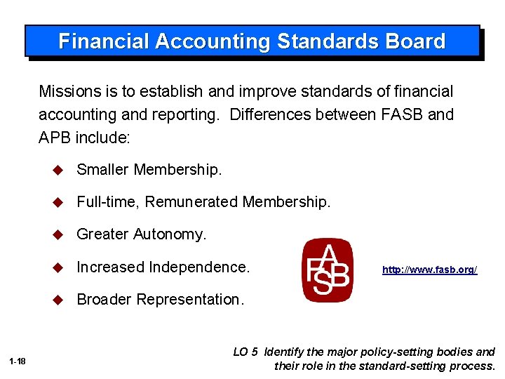 Financial Accounting Standards Board Missions is to establish and improve standards of financial accounting