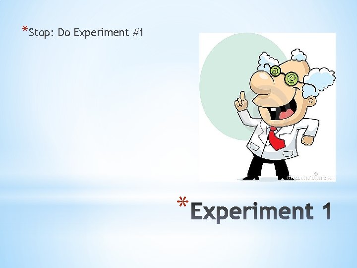 *Stop: Do Experiment #1 * 