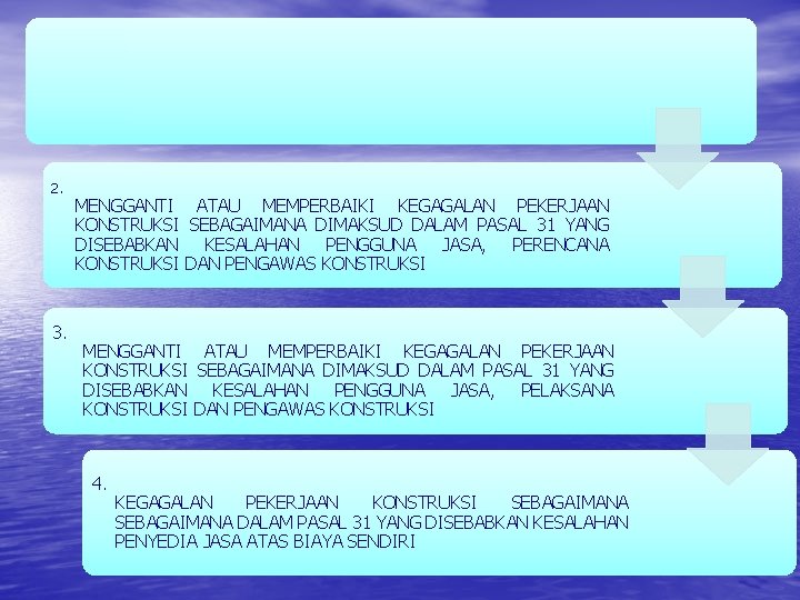 2. 3. MENGGANTI ATAU MEMPERBAIKI KEGAGALAN PEKERJAAN KONSTRUKSI SEBAGAIMANA DIMAKSUD DALAM PASAL 31 YANG