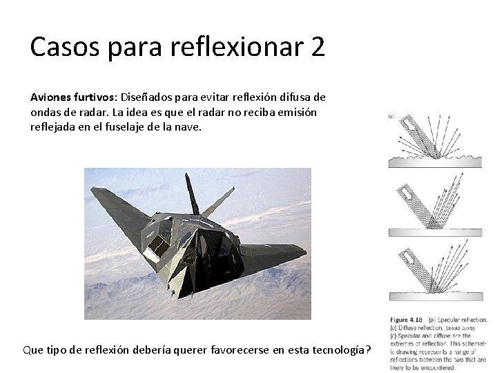 Casos para reflexionar 2 Aviones furtivos: Diseñados para evitar reflexión difusa de ondas de