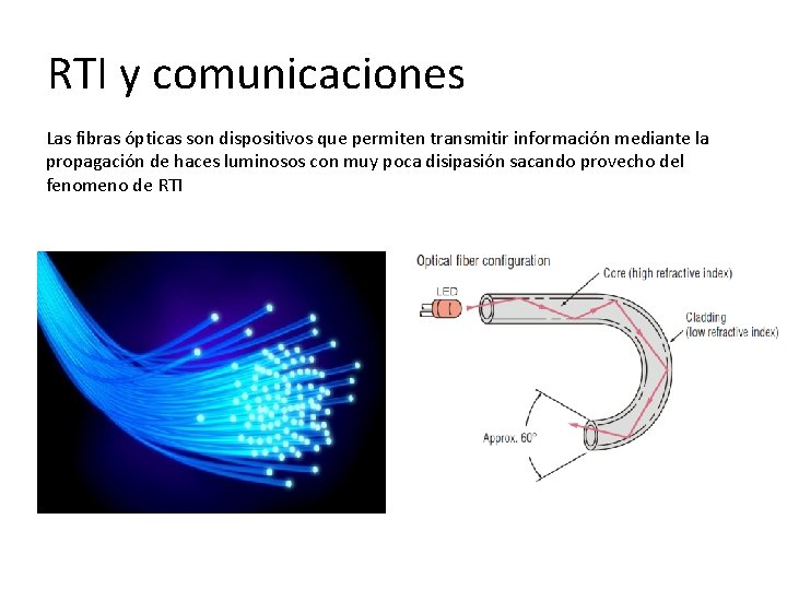 RTI y comunicaciones Las fibras ópticas son dispositivos que permiten transmitir información mediante la