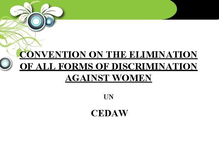 CONVENTION ON THE ELIMINATION OF ALL FORMS OF DISCRIMINATION AGAINST WOMEN UN CEDAW 