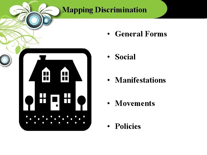 Mapping Discrimination • General Forms • Social • Manifestations • Movements • Policies 
