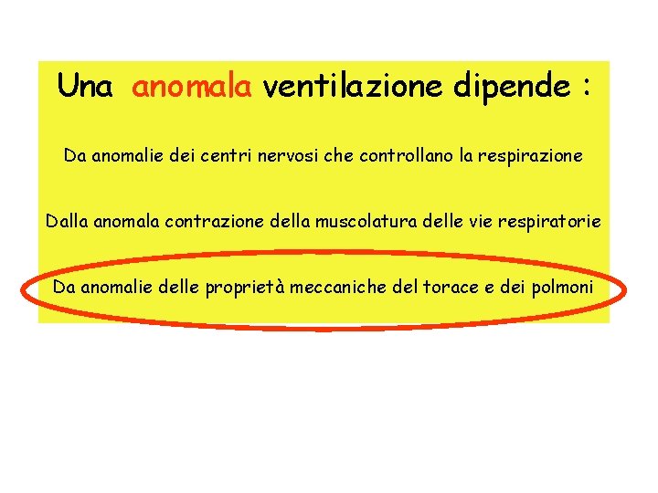 Una anomala ventilazione dipende : Da anomalie dei centri nervosi che controllano la respirazione