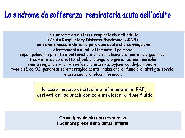 La sindrome da distress respiratorio dell'adulto (Acute Respiratory Distress Syndrome, ARDS), un viene innescata