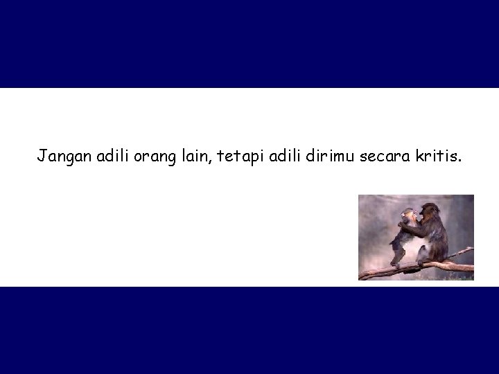 Jangan adili orang lain, tetapi adili dirimu secara kritis. 