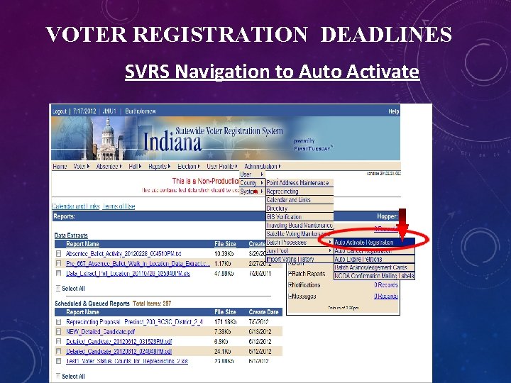 VOTER REGISTRATION DEADLINES SVRS Navigation to Auto Activate 