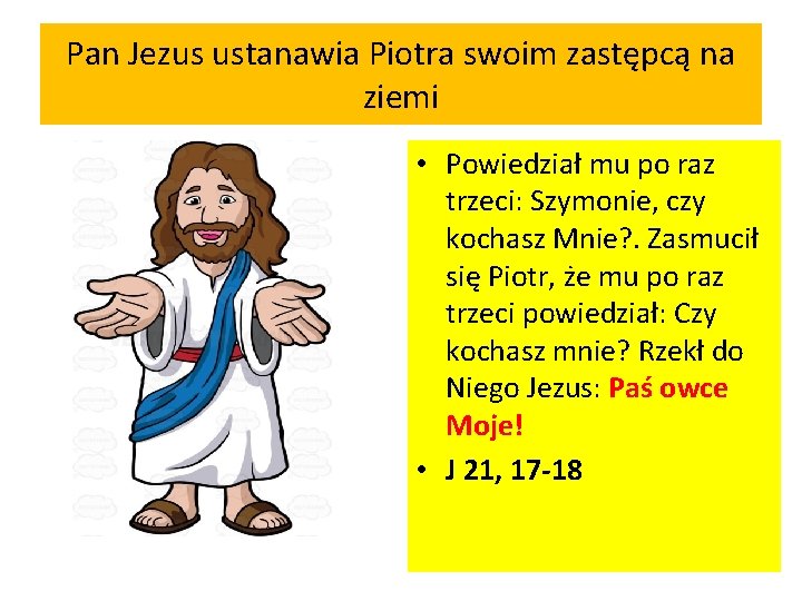 Pan Jezus ustanawia Piotra swoim zastępcą na ziemi • Powiedział mu po raz trzeci: