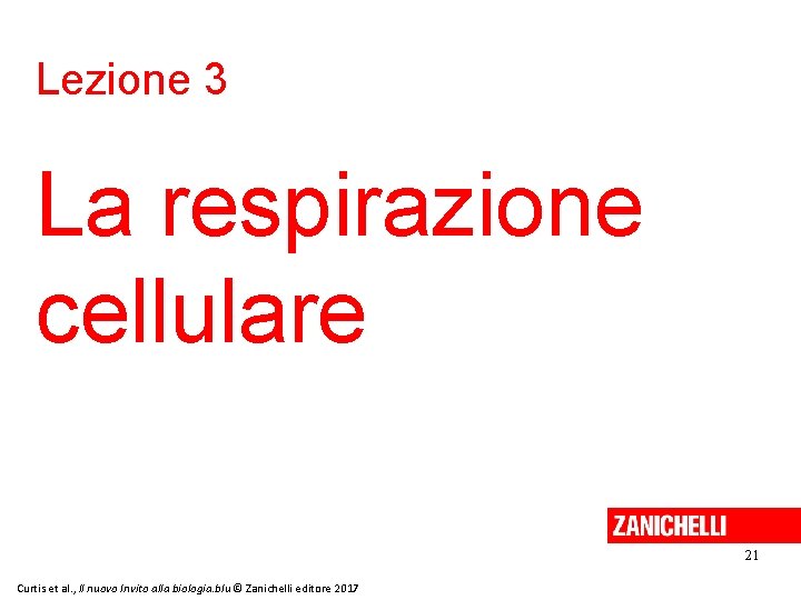 Lezione 3 La respirazione cellulare 21 Curtis et al. , Il nuovo Invito alla