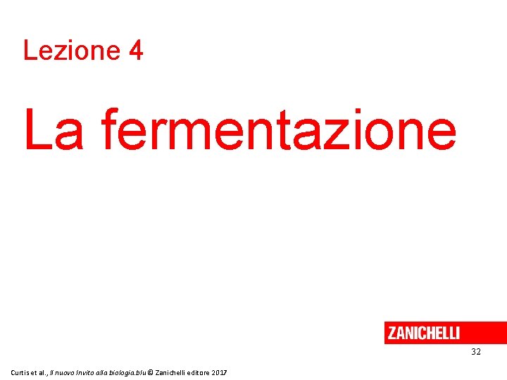 Lezione 4 La fermentazione 32 Curtis et al. , Il nuovo Invito alla biologia.