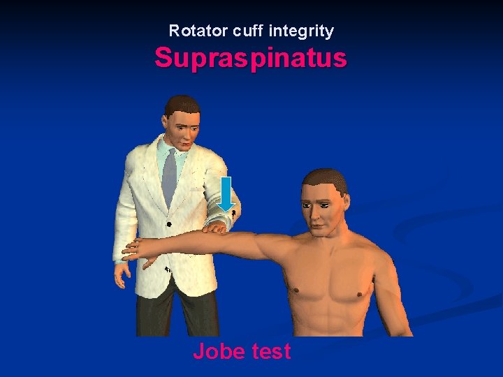 Rotator cuff integrity Supraspinatus Jobe test 