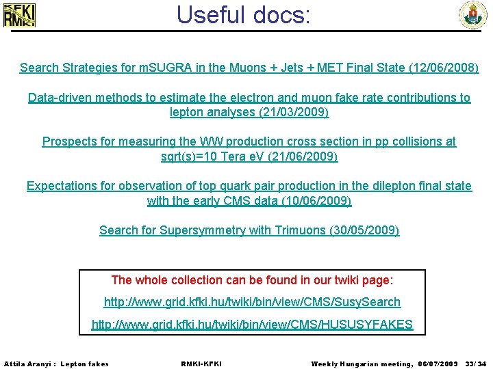 Useful docs: Search Strategies for m. SUGRA in the Muons + Jets + MET