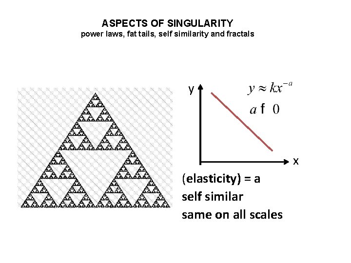 ASPECTS OF SINGULARITY power laws, fat tails, self similarity and fractals y x (elasticity)