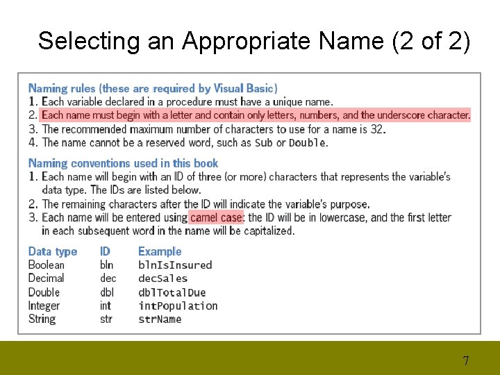 Selecting an Appropriate Name (2 of 2) 7 