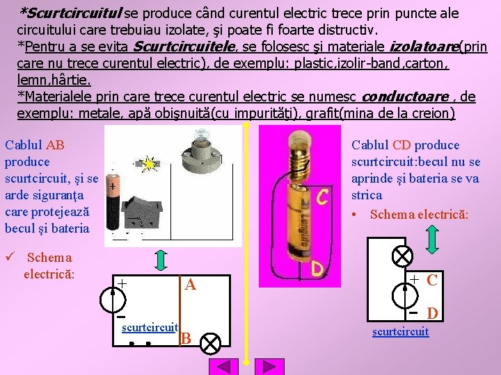 *Scurtcircuitul se produce când curentul electric trece prin puncte ale circuitului care trebuiau izolate,