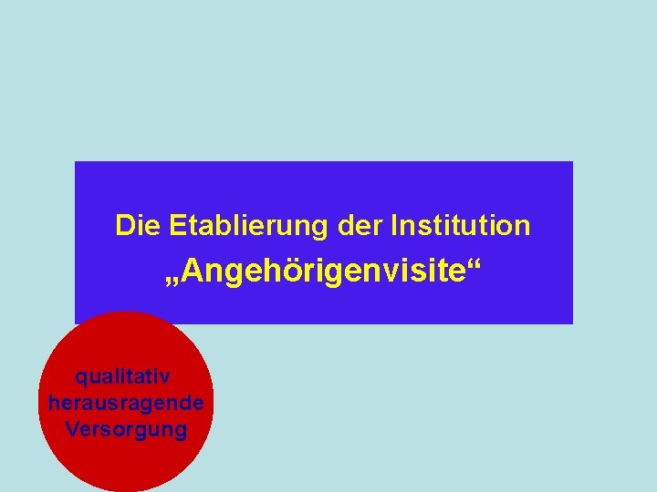 Die Etablierung der Institution „Angehörigenvisite“ qualitativ herausragende Versorgung 