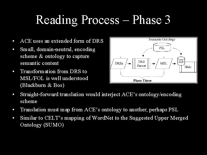 Reading Process – Phase 3 • ACE uses an extended form of DRS •