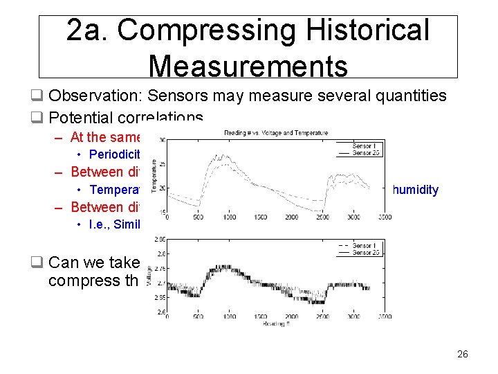 2 a. Compressing Historical Measurements q Observation: Sensors may measure several quantities q Potential