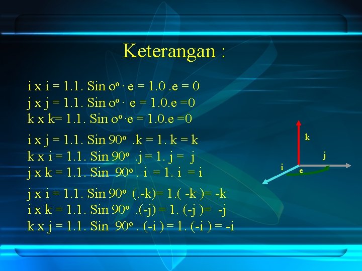 Keterangan : i x i = 1. 1. Sin oo. e = 1. 0.