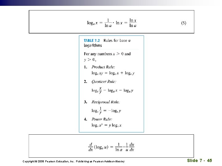 Copyright © 2008 Pearson Education, Inc. Publishing as Pearson Addison-Wesley Slide 7 - 45