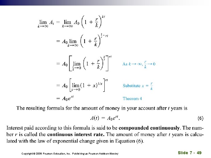 Copyright © 2008 Pearson Education, Inc. Publishing as Pearson Addison-Wesley Slide 7 - 49