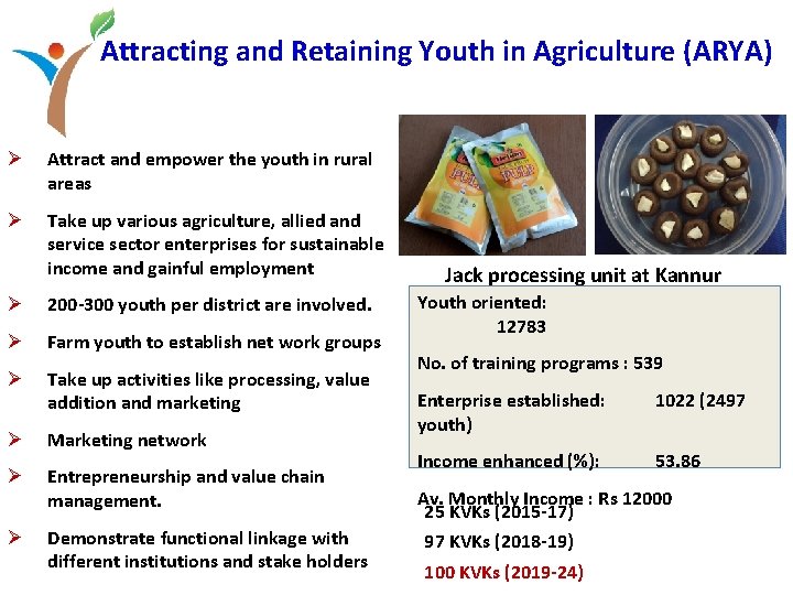 Attracting and Retaining Youth in Agriculture (ARYA) Ø Attract and empower the youth in